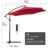 ZNTS 10ft Cantilever Patio Umbrella, Offset Hanging Outdoor Table Umbrella with Tilt Crank, 6 Sturdy 76910800