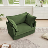 Slip-covered Armchair with 1 Big Back Cushion and 2 Big Toss Pillows, Single Deep Seat Comfy Single W3041P240130