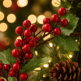 3PCS Set Christmas Door Wreath with Pine Cones & Greenery 13" Red Berry Holly Wreath for Holiday 47289023
