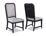 Beautiful Traditional 2pc Dark Brown Finish Gray Upholstered Fabric Seat Back Cushion Dining Chair B011P165074
