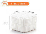 Square Ottoman Foot Stool Corduroy Vanity Chair Bench with Padded Woven Footrest for Entryway Living 32381225