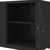 ZNTS Metal Office Cabinet with 2 Drawers & Adjustable Shelves, Mobile Lateral Filing Cabinet with Lock 73468898