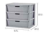 (2 pack) Wide 3 Drawer Tower, Plastic Storage Organizer with Removable Decorative Bins, Easy to 76064379