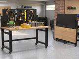 Mobile Work Bench with Pegboard, Heavy Duty Folding Work Table with Wheels, Space Saving Wood Top 81666752