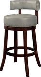 Sherly Set of 2 Bar stool 30" Swivel Stool Dark Oak Solid wood Dark Gray Leatherette Chairs Dining B01152174