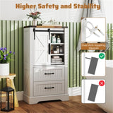 White Farmhouse Accent Cabinet - Barn Door 2 Drawers Adjustable Shelves 21927553