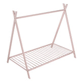 House Bed Tent Bed Frame Twin Size Metal Floor Play House Bed with Slat for Kids Girls Boys , No Box WF286773AAH