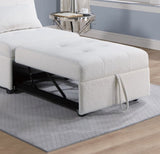 Contemporary White Color Sleeper Sofa Chair Pillow Plush Tufted Seat 1pc Convertible Sofa Sherpa B011P200214