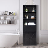 3-Layer 1 Drawer 2 Doors Double Z Shape Melamine Board 60*23.5*180cm Display Cabinet Black 55368679