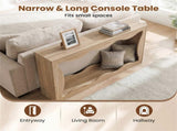 63" Narrow Console Table with Wavy Hollow Design, 2-Tier Extra Long Entryway Table with Storage 29895632
