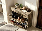 3-Drawer Flip-Front Shoe Cabinet 25"*9.45"*37" Washed grey 12459087