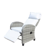 Outdoor Wicker Recliner Chair with Adjustable Backrest and Armrests,All Weather Conversation Chairs W209P292442