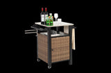 Single door bar cart,Outdoor Kitchen Wicker Island Rolling Cart & Storage Cabinet, Wheels and W640P256896