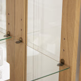 2 Doors Curio Cabinet with Tempered Glass Doors, Curio Cabinets with Mirrored Back Panel and W2275P178895