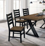 ZNTS Industrial Style Dining Room Side Chairs Set of 2pc Chairs Black and Dark Oak Finish Wooden Seat B011P208970