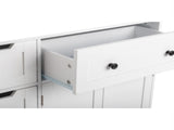 Storage Bathroom Cabinet, 2 Doors 5 Drawers Bathroom Cabinet, White 13184001