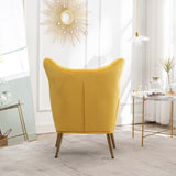 Sovarol Velvet Button-Tufted Wing Back Accent Chair, Yellow T2574P164253