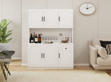 71" Kitchen Pantry Storage Cabinet with Microwave Oven Countertop, Freestanding Hutch Cabinet with W282108555