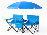 55.91"*19.69"*31.50"Double Folding Beach Chair with Removable Adjustable Umbrella, 2-Person XL 87545942