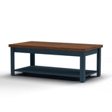 ZNTS Bridgevine Home Nantucket 14 inch Chairside Table, No Assembly Required, Blue Denim and Whiskey B108131555