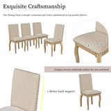 Set of 4 Dining chairs Wood Upholstered Fabirc Dining Room Chairs with Nailhead 30222012