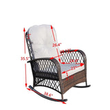 Outdoor Wicker Rocking Chair with Wide Seat, Thick, Soft Cushion, Rattan Rocker w/Steel Frame, High W209P268007