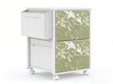 Wood Filing Cabinet with Casters, White Fluted, Iron Clad Wood, Melamine Faced, 2 Small Drawers 89144911