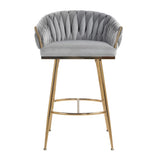 26'' Counter height bar stools Set of 2,velvet kitchen island counter bar stool with hand- wave W2215P147901