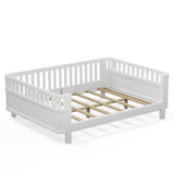 Full Size Wood Platform Bed for Kids, Wood Low Profile Full Bed with Rails for Girls and Boys, W2593P233767
