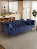71-inch convertible love seat sofa, American retro blue velvet material, suitable for small living W165880950