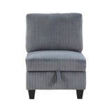 Modern Living Room Furniture Dark Gray Armless Chair with Storage Corduroy Fabric Upholstery 1pc B011P206268