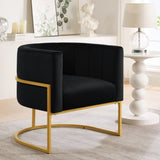 Upholstered Velvet Accent Chair with Golden Metal Stand,Mid-Century Living Room Leisure Chair with W2186137441
