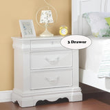 Pine Wood Nightstand with 3 Drawers in White Finish B016P253587