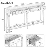 TREXM Entryway Table with 4 Drawers, Retro Console Table with Open Shelf for Entryways, Living N715P202860E
