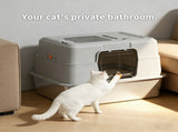Thick stainless steel fully enclosed white cat toilet, sturdy, bite proof, leak proof, providing 64697969