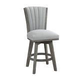 ZNTS Gray Finish Set of 2 Counter Height Chairs Swivel Seat Tufted Fabric Upholstered Solid Wood Dining B011P220997