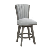 Gray Finish Set of 2 Counter Height Chairs Swivel Seat Tufted Fabric Upholstered Solid Wood Dining B011P220997
