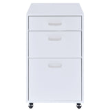 ZNTS White High Gloss File Cabinet with 3 Drawers B062P185691