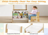 Natural Kids Activity Table with Magnetic Whiteboard/Chalkboard & Paper Roll, Multi-Storage Art Desk 10298016