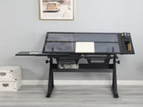 black adjustable tempered glass drafting printing table with chair 43921214