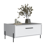 ZNTS Coffee Table 15.6" H, 1 shelf, 4 legs, White B097P250876