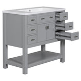 ZNTS 36'' Bathroom Vanity with Top Sink, Modern Bathroom Storage Cabinet with 2 Soft Closing Doors and 6 94014397