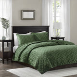 3 Piece Velvet Quilt Set Green Full/Queen B03597556