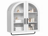 Arched Ceiling 2 Glass Doors 3 Shelves Bathroom Vanity MDF Melamine-Faced Bathroom Vanity with Towel 76866959