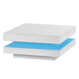 ON-TREND High Gloss Minimalist Design with LED Lights, 2-Tier Square Coffee Table, Center Table for WF295997AAK