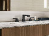 Matte Black Widespread Bathroom Faucet, Waterfall Bathroom Faucets for Sink 3 Hole, 2-Handles Modern 17348866