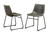 ZNTS Lotusville Vintage PU Leather Dining Chairs, Set of 2, Antique Grey T2574P164554