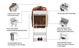 White Portable Garment Rack,Clothes Valet Stand with Storage Organizer W760P145401
