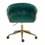 ZNTS Modern design the backrest is hand-woven Office chair,Vanity chairs with wheels,Height 89931105