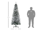 7.5' Tall Unlit Snow-Flocked Slim Artificial Christmas Tree with Realistic Branches and 738 Tips 12788439